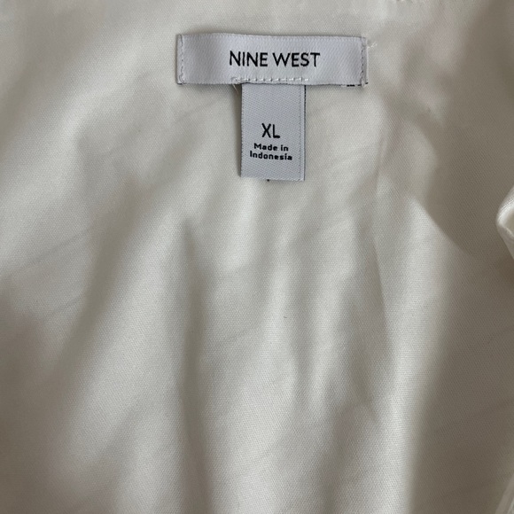 Nine West One Shoulder Shirred Tie Waist Peplum Top in White, Size XL Womens - Picture 6 of 9